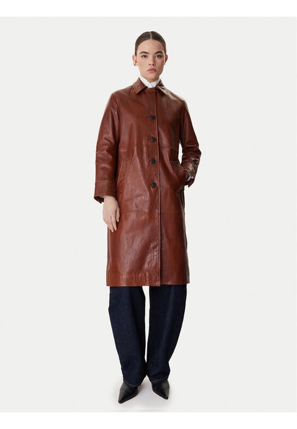 MAX&Co. Płaszcz przejściowy Doppia 2616471021200 Brązowy Regular Fit. Kolor: brązowy. Materiał: skóra