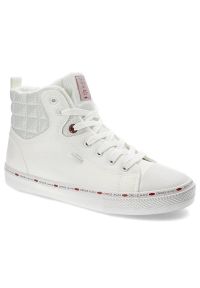 Białe Sneakersy Cross Jeans Ocieplane Buty Damskie. Kolor: biały. Materiał: materiał, syntetyk, puch, futro, skóra ekologiczna. Szerokość cholewki: normalna. Wzór: aplikacja. Sezon: zima