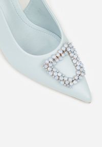 Renee - Niebieskie Sandały na Szpilce Ozdobione Aplikacją z Cyrkoniami Isleheart. Zapięcie: sprzączka. Kolor: niebieski. Materiał: jeans. Wzór: aplikacja. Obcas: na szpilce. Styl: elegancki #7