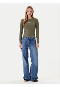 Guess Jeans Bluzka W5YP38 KA0H1 Khaki Slim Fit. Kolor: brązowy. Materiał: bawełna #5