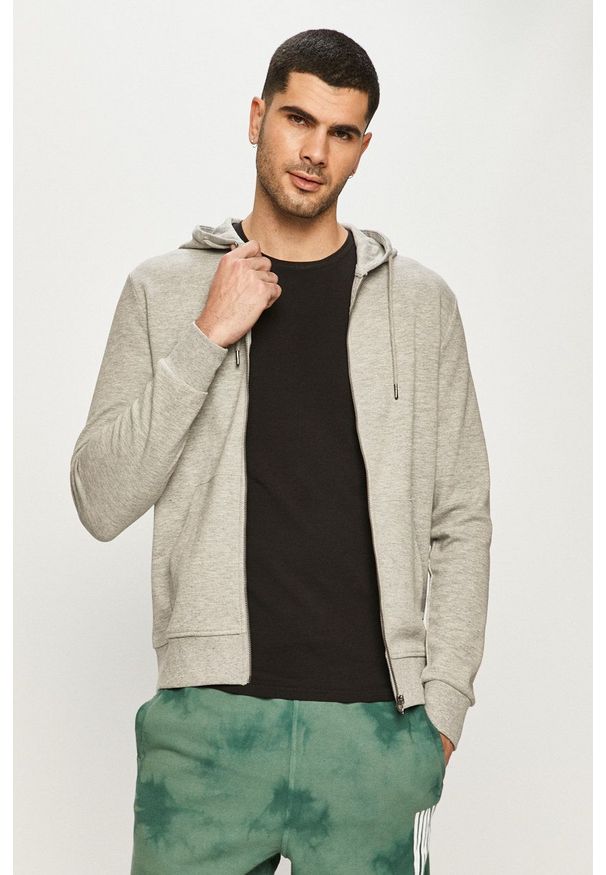 Jack & Jones - Bluza. Okazja: na co dzień. Typ kołnierza: kaptur. Kolor: szary. Styl: casual