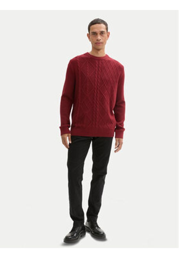 Tom Tailor Sweter 1043343 Czerwony Regular Fit. Kolor: czerwony. Materiał: bawełna