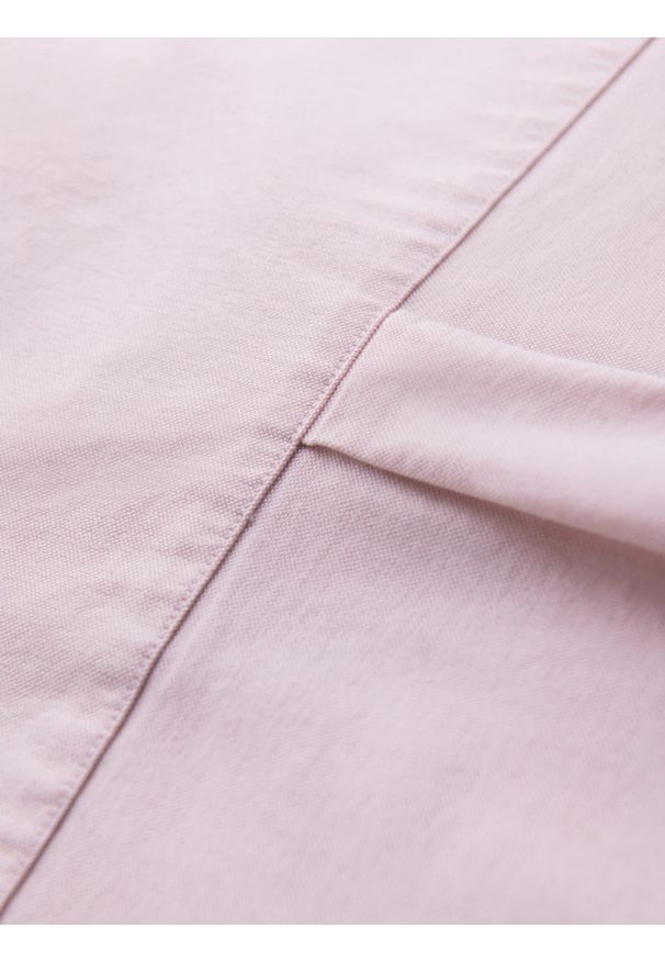 Ombre Clothing - Bawełniana pastelowa męska koszula typu oxford – jasnoróżowa V1. Kolor: różowy. Materiał: bawełna. Wzór: aplikacja, ze splotem. Styl: klasyczny, elegancki