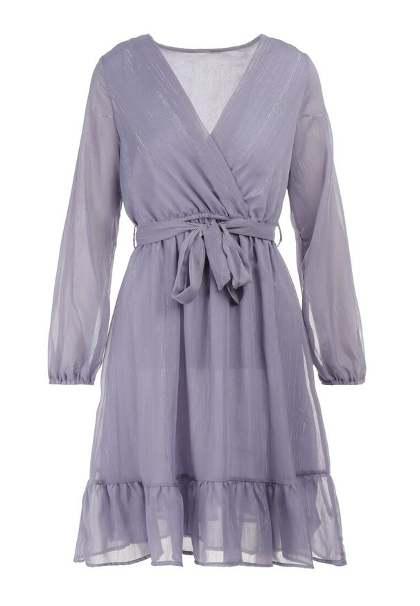 Born2be - Niebieska Sukienka Pronestra. Kolor: niebieski. Materiał: materiał, tkanina. Wzór: gładki. Typ sukienki: kopertowe. Styl: elegancki. Długość: mini