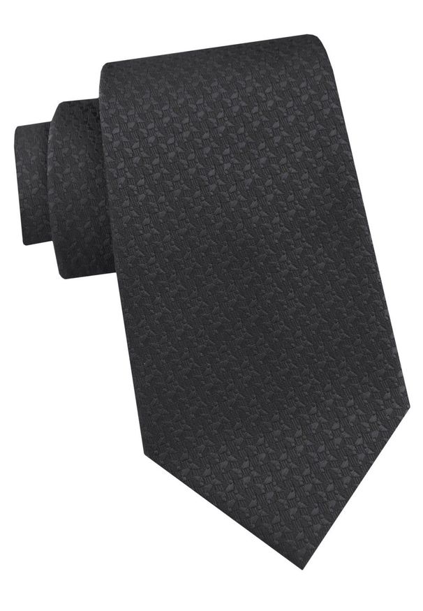 Krawat Męski - Angelo di Monti - Czarny z Delikatną Fakturą Tkaniny. Kolor: czarny. Materiał: tkanina. Styl: elegancki, wizytowy