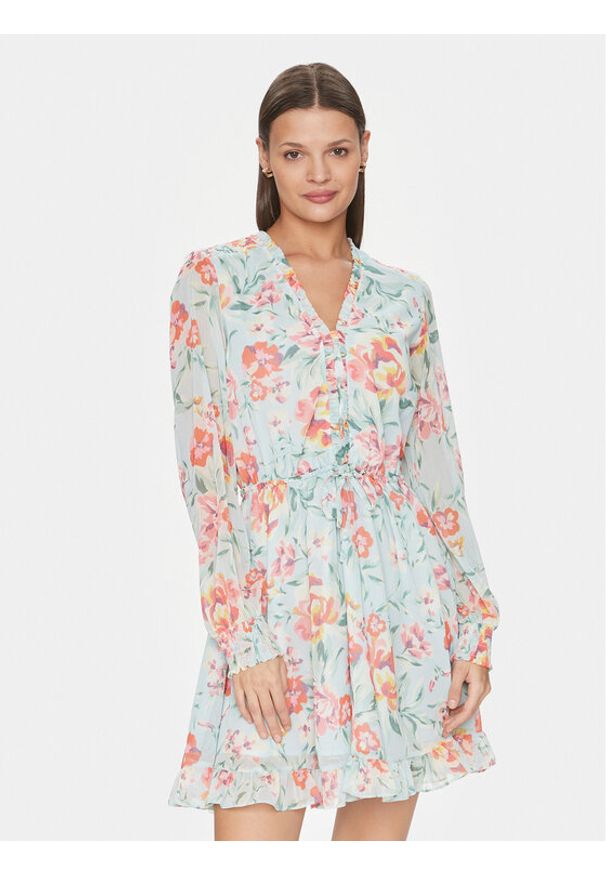 Guess Sukienka codzienna Vanessa W4GK42 WDW82 Błękitny Regular Fit. Okazja: na co dzień. Kolor: niebieski. Materiał: syntetyk. Typ sukienki: proste. Styl: casual