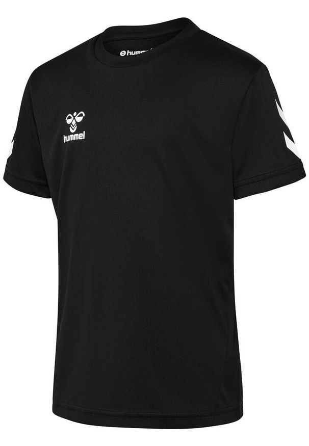 Dziecięcy zestaw koszulka + spodenki Hummel Logo. Kolor: czarny. Materiał: dresówka. Styl: sportowy, młodzieżowy