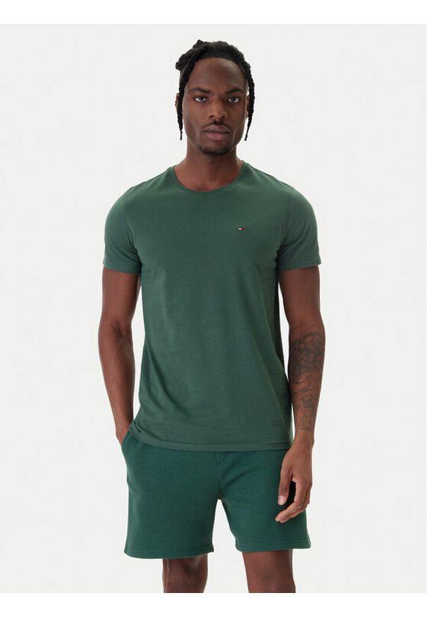 Tommy Jeans T-Shirt DM0DM04411 Zielony Slim Fit. Kolor: zielony. Materiał: bawełna