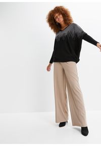 bonprix - Cienki sweter z aplikacją ze sztrasów. Kolor: czarny. Wzór: aplikacja #3