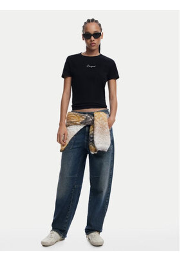 Desigual T-Shirt 25SWTK15 Czarny Regular Fit. Kolor: czarny. Materiał: bawełna