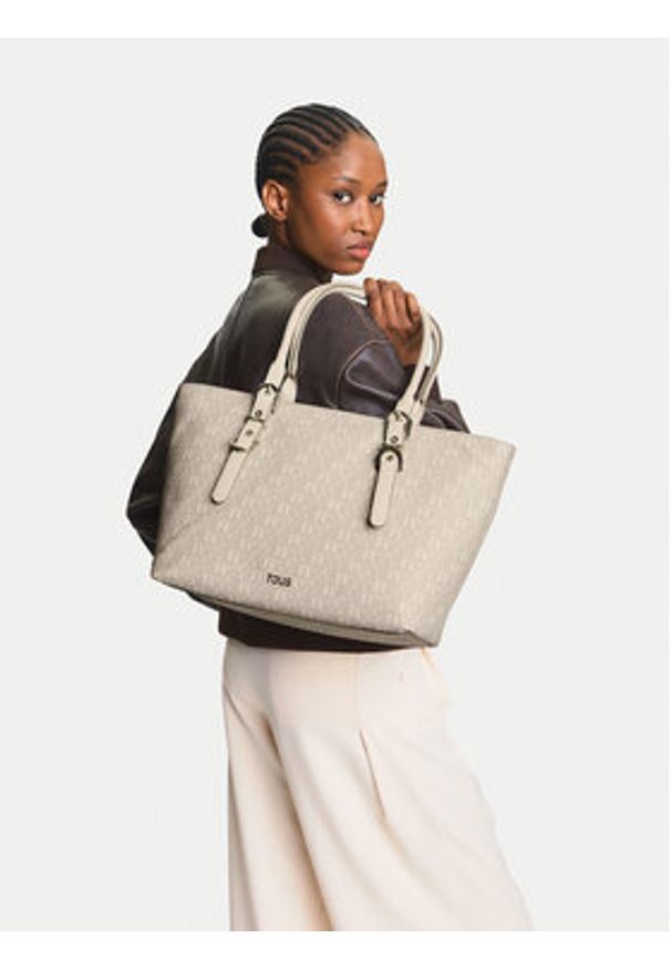 Tous - TOUS Torebka Buckles Silhouette 2002201901 Beżowy. Kolor: beżowy. Materiał: skórzane