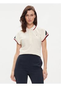 TOMMY HILFIGER - Tommy Hilfiger Polo WW0WW41285 Beżowy Regular Fit. Typ kołnierza: polo. Kolor: beżowy. Materiał: bawełna