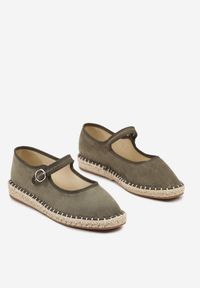 Born2be - Zielone Espadryle z Imitacji Zamszu z Zapięciem na Sprzączkę Zeonia. Okazja: na co dzień. Zapięcie: sprzączka. Kolor: zielony. Materiał: zamsz. Obcas: na płaskiej podeszwie. Styl: casual, elegancki #3