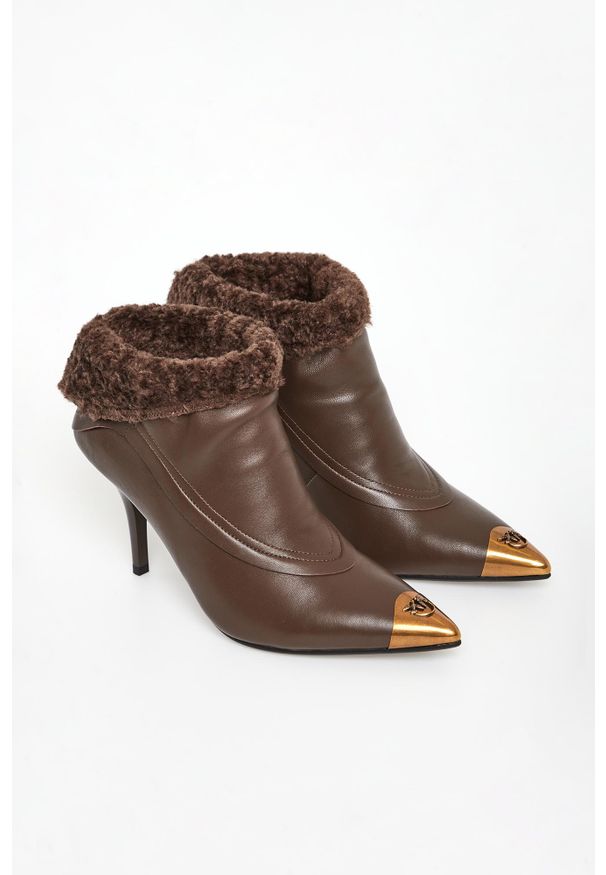 Pinko - Botki damskie skórzane Lucy 25 PINKO. Materiał: skóra