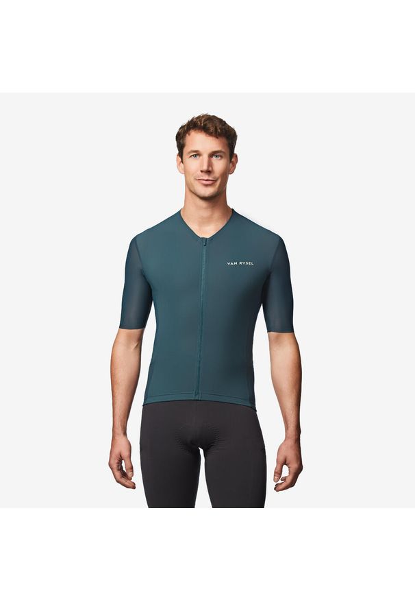 VAN RYSEL - Koszulka rowerowa szosowa Van Rysel EDR ULTRA. Kolor: wielokolorowy, niebieski, zielony. Materiał: mesh