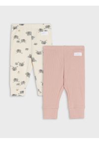 Sinsay - Legginsy 2 pack - kremowy. Kolor: kremowy. Materiał: bawełna #1