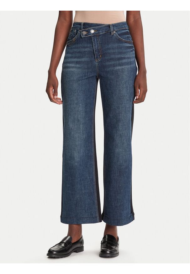 Desigual Jeansy Twist 25WWDD14 Granatowy Wide Leg. Kolor: niebieski