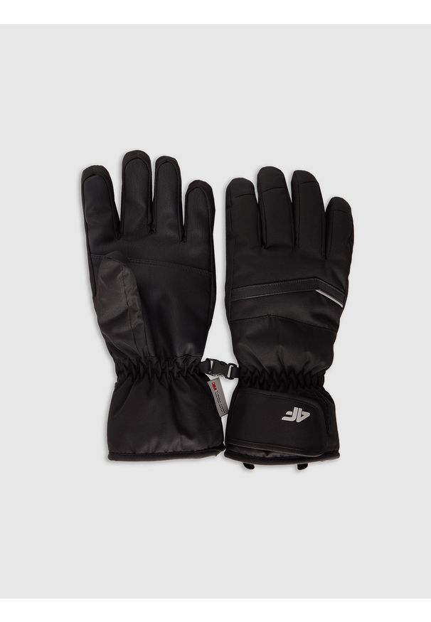 4f - 4F Rękawiczki narciarskie Thinsulate damskie - czarne L. Kolor: czarny. Materiał: materiał. Technologia: Thinsulate. Wzór: paski. Sezon: zima. Sport: narciarstwo