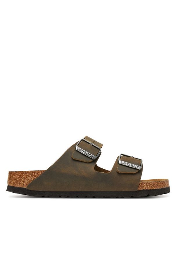 Birkenstock Klapki Arizona Sfb 1019377 Khaki. Kolor: brązowy. Materiał: skóra