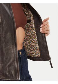 Serge Pariente Kurtka skórzana Louise Brązowy Slim Fit. Kolor: brązowy. Materiał: skóra #5