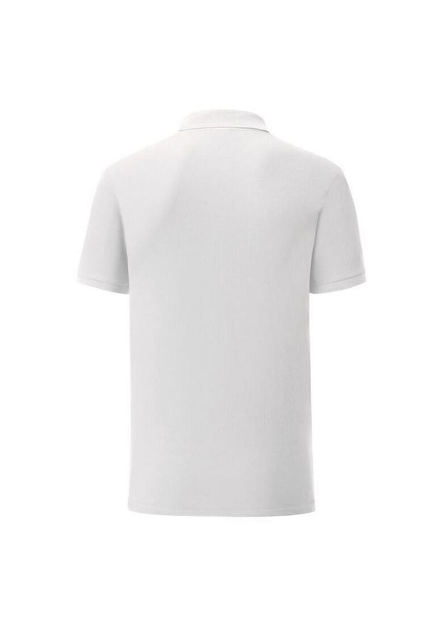 FRUIT OF THE LOOM - Koszulka Polo Męska Dopasowana. Typ kołnierza: polo. Kolor: biały. Materiał: poliester, bawełna