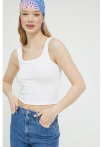 Hollister Co. top damski kolor biały. Kolor: biały. Materiał: materiał, dzianina. Długość rękawa: na ramiączkach #2