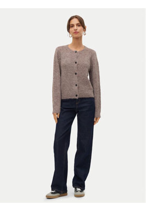 Vero Moda Kardigan Novah 10320496 Brązowy Regular Fit. Kolor: brązowy. Materiał: syntetyk