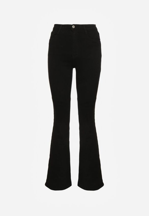 Renee - Czarne Jeansy Regular Waist o Fasonie Flare Vemia. Okazja: na co dzień, na imprezę. Stan: podwyższony. Kolor: czarny. Styl: casual, elegancki, klasyczny