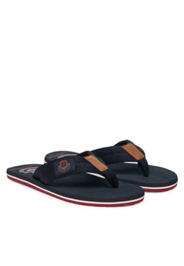 TOMMY HILFIGER - Tommy Hilfiger Japonki Patch Hilfiger Beach Sandal FM0FM05804 Granatowy. Kolor: niebieski. Materiał: materiał