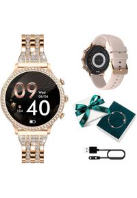 Manta Diamond Lusso Złoty + bransoletka YES. Rodzaj zegarka: smartwatch. Kolor: złoty. Materiał: materiał. Styl: sportowy, casual, elegancki