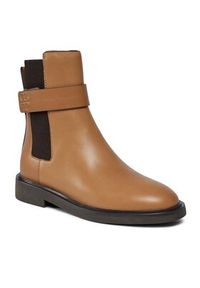 Tory Burch Sztyblety Double T Chelsea Boot 152831 Beżowy. Kolor: beżowy