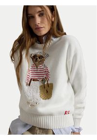 Polo Ralph Lauren Sweter 211A12723001 Biały Relaxed Fit. Typ kołnierza: polo. Kolor: biały. Materiał: bawełna #4