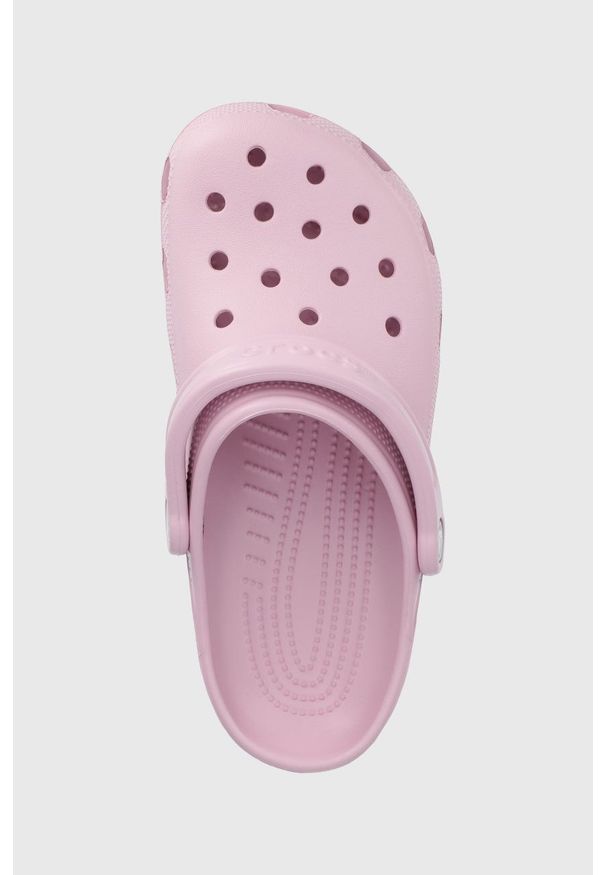 Crocs klapki dziecięce kolor różowy. Nosek buta: okrągły. Kolor: różowy. Materiał: guma, materiał. Wzór: gładki
