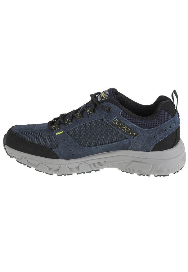 skechers - Buty sportowe męskie Skechers Oak Canyon. Kolor: niebieski. Materiał: zamsz, skóra, materiał, syntetyk, tkanina, guma