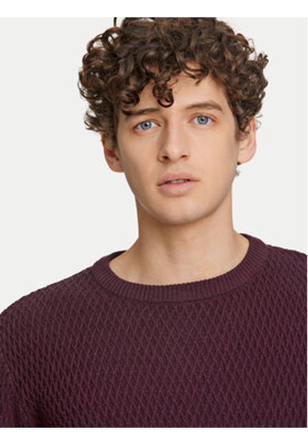 Lindbergh Sweter 30-804052 Brązowy Relaxed Fit. Kolor: fioletowy. Materiał: bawełna