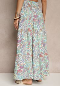 Renee - Zielona Spódnica Rozkloszowana High Waist z Motywem Paisley Nevolissa. Okazja: na co dzień. Stan: podwyższony. Kolor: zielony. Wzór: paisley. Styl: casual