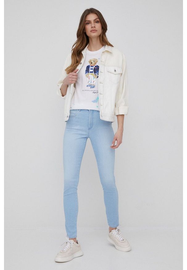 Wrangler jeansy HIGH RISE SKINNY SOFT BLUE damskie high waist. Stan: podwyższony. Kolor: niebieski