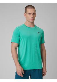 4f - 4F Koszulka treningowa regular szybkoschnąca męska - turkusowa XL. Kolor: turkusowy. Materiał: skóra. Sport: fitness #1