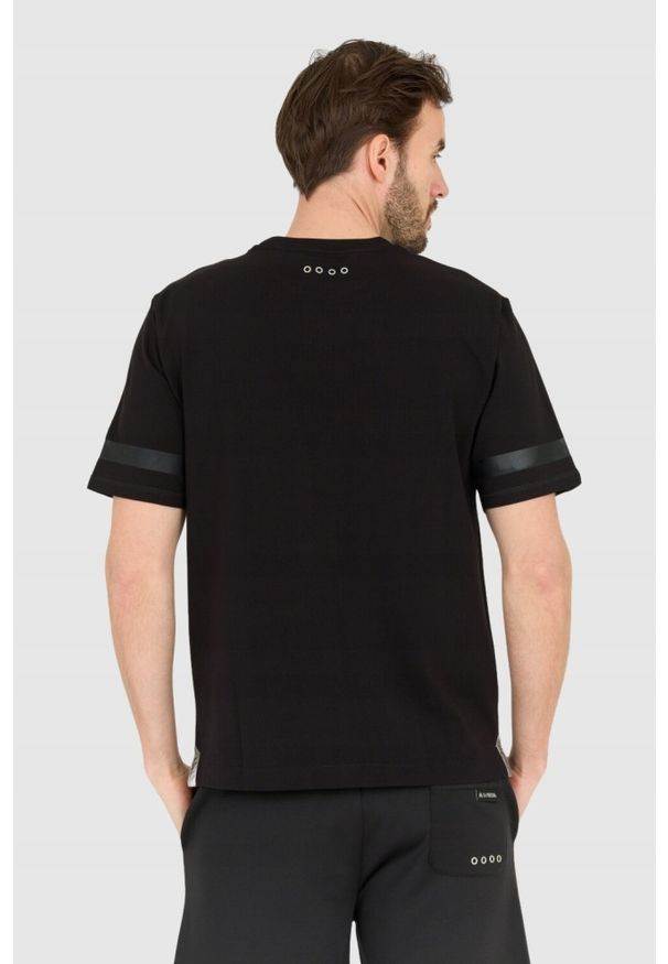 La Martina - LA MARTINA Czarny męski t-shirt Regular Fit. Kolor: czarny