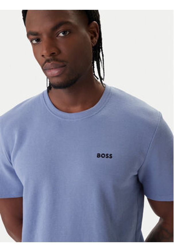 BOSS T-Shirt Waffle 50535891 Błękitny Regular Fit. Kolor: niebieski. Materiał: syntetyk