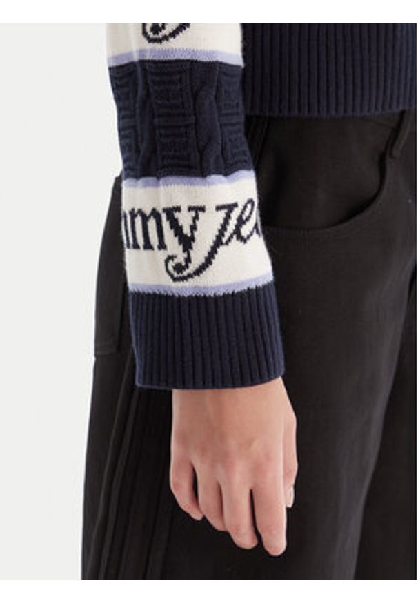 Tommy Jeans Sweter DW0DW21682 Granatowy Regular Fit. Kolor: niebieski. Materiał: bawełna