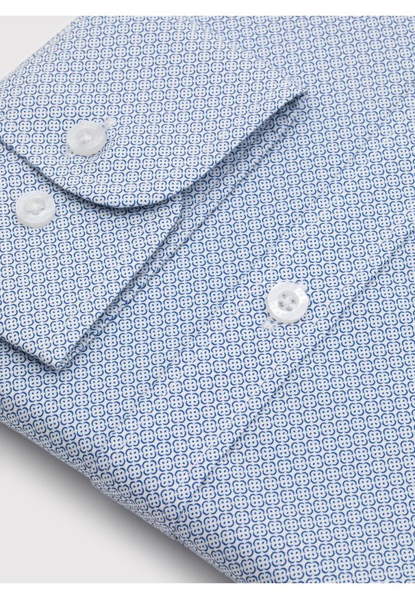 Pako Lorente - PAKO LORENTE - Koszula z niebieskim wzorem geometrycznym. Kolor: niebieski. Materiał: bawełna, elastan. Długość rękawa: długi rękaw. Długość: długie. Wzór: geometria