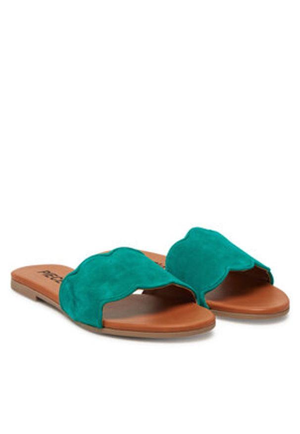 Pieces Klapki 17156838 Zielony. Kolor: zielony. Materiał: skóra