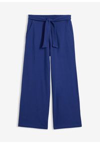 bonprix - Spodnie culotte z elastycznym paskiem, uszyte z bawełny organicznej. Okazja: na co dzień. Kolor: niebieski. Materiał: bawełna. Styl: casual #1