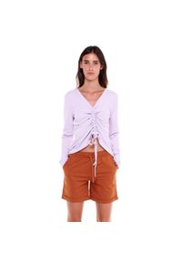 LEONE 1947 APPAREL - Damski, sznurowany t-shirt w odcieniach ziemi. Kolor: różowy. Materiał: tkanina. Sport: fitness