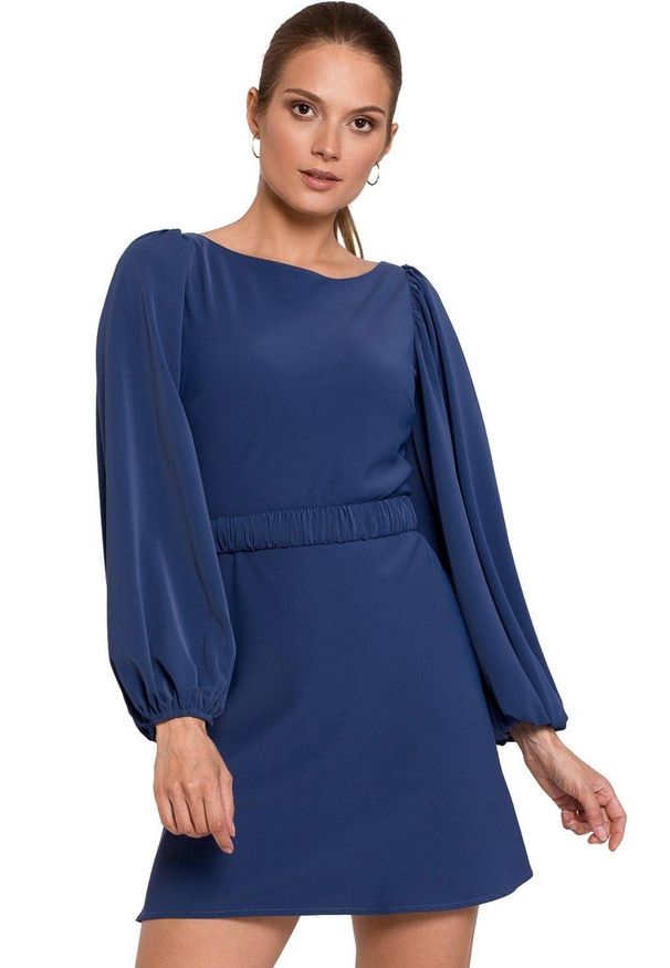Makover - Elegancka sukienka mini z dekoltem na plecach. Materiał: guma, elastan. Styl: elegancki. Długość: mini