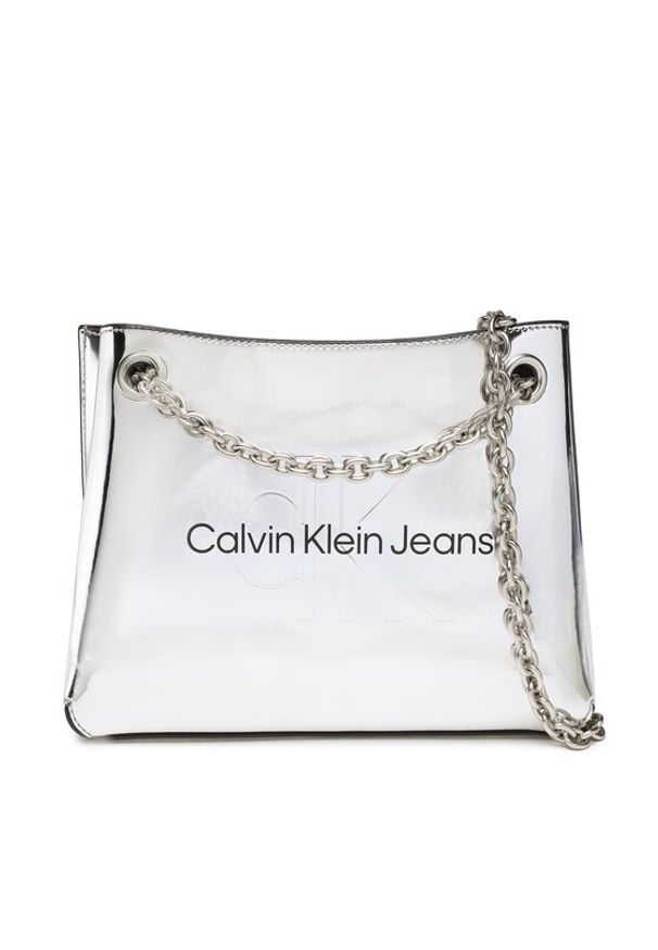 Calvin Klein Jeans Torebka K60K610397 Srebrny. Kolor: srebrny. Materiał: skórzane