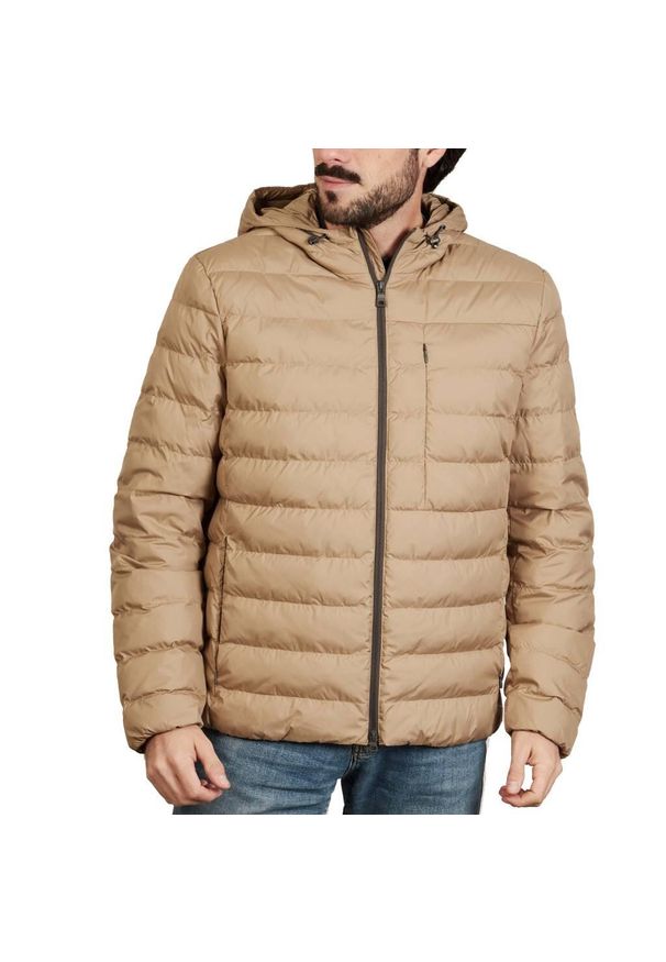 Geox - Kurtka GEOX M2628A T2937 M DENNIE HOOD JACKET Jasnobrązowy. Kolor: brązowy, wielokolorowy, beżowy. Materiał: tkanina