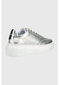 Armani Exchange sneakersy skórzane XDX042.XV412.00520 kolor srebrny. Nosek buta: okrągły. Zapięcie: sznurówki. Kolor: srebrny. Materiał: skóra. Obcas: na platformie #5
