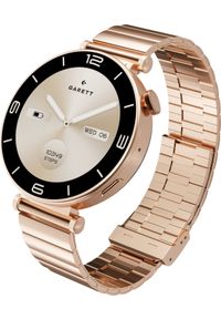 GARETT - Garett Rose Różowe złoto stalowy. Rodzaj zegarka: smartwatch. Kolor: złoty, wielokolorowy, różowy, szary. Materiał: skóra. Styl: sportowy, casual, elegancki